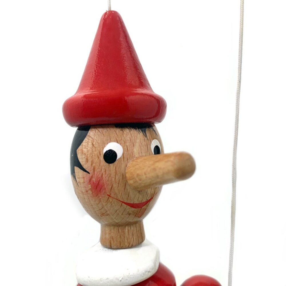 PINOCCHIO Mastro Geppetto Wooden Marionette Puppet Hand-Carved Italy Folk Art